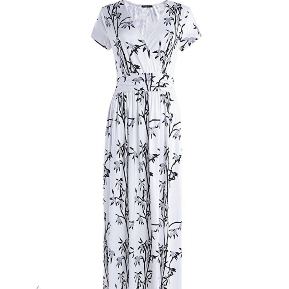 NWOT - black & white floor length dress w/pockets